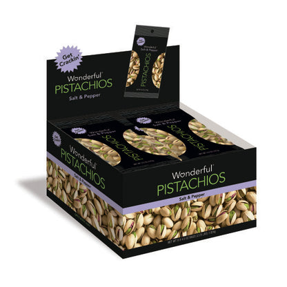 Wonderful Salt and Salt & Pepper Pistachios, 3 x 8 x 4.5 oz Case - Alternate product angle or state
