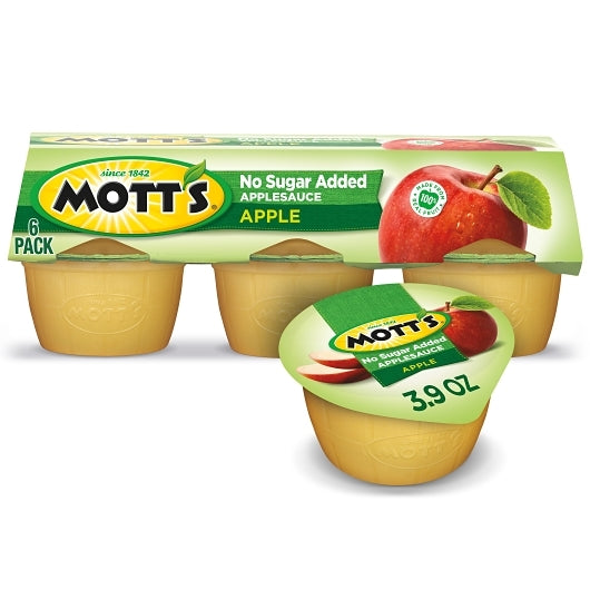 Motts As Apple Unsweetened Applesauce, 12 x 6 x 3.9 oz Case - Dried Fruit & Fruit Snacks