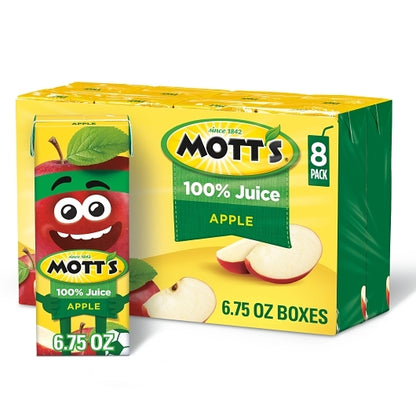 Mott's 100% Apple Juice Tetra Box, 32 x 6.75 oz Case - Fruit & Sides