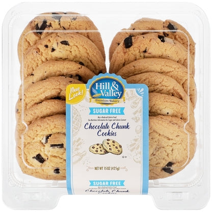 Hill & Valley Sugar Free Chocolate Chunk Cookie, 8 x 15 oz Case - DOT product image 2