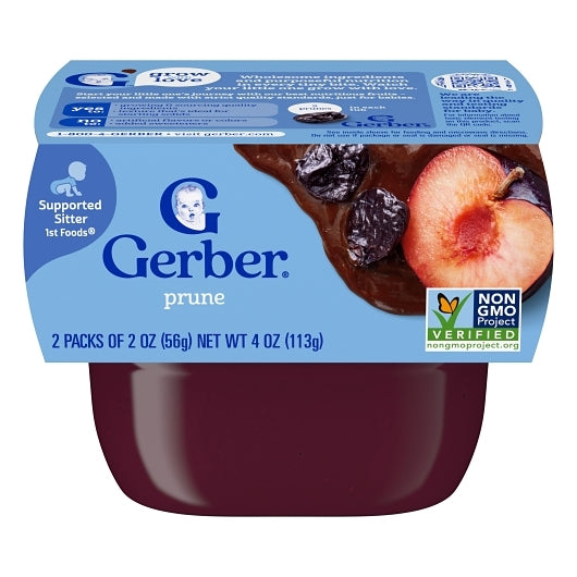 Gerber 1St Foods Natural Prune Puree Tub, 2X 2 Oz, 2 x 4 x 4 oz Case - Baby Food