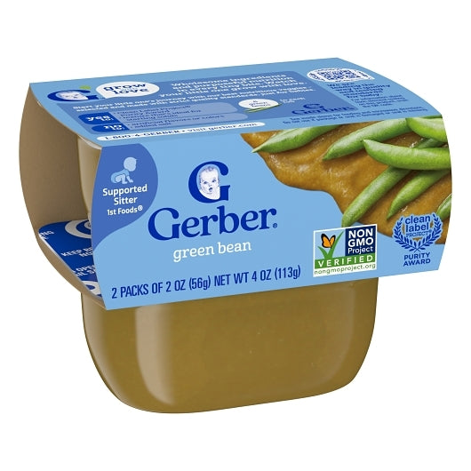 Gerber 1st Foods Natural for Baby Non-GMO Green Bean Puree Baby Food Tub, 2x 2 oz Tubs, 2 x 4 x 4 oz Case - DOT product image 6