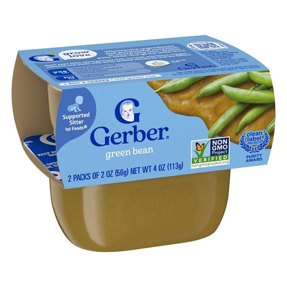Gerber 1st Foods Natural for Baby Non-GMO Green Bean Puree Baby Food Tub, 2x 2 oz Tubs, 2 x 4 x 4 oz Case - DOT product image 6