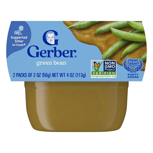 Gerber 1st Foods Natural for Baby Non-GMO Green Bean Puree Baby Food Tub, 2x 2 oz Tubs, 2 x 4 x 4 oz Case - DOT product image 3