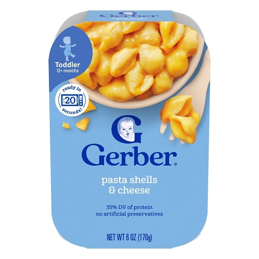 Gerber Mealtime For Toddler Pasta Shells And Cheese Lil Meals Food Tray, 6 x 6 oz Case - Pantry Ingredients