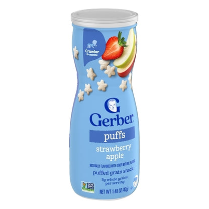 Gerber Graduates Non-GMO Strawberry Apple Puffs Cereal Baby Snack Canister, 6 x 1.48 oz Case - DOT product image 6