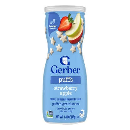 Gerber Graduates Non-GMO Strawberry Apple Puffs Cereal Baby Snack Canister, 6 x 1.48 oz Case - DOT product image 3