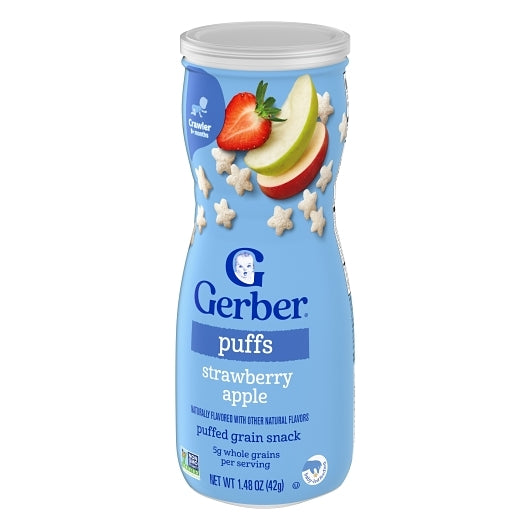 Gerber Graduates Non-GMO Strawberry Apple Puffs Cereal Baby Snack Canister, 6 x 1.48 oz Case - DOT product image 8
