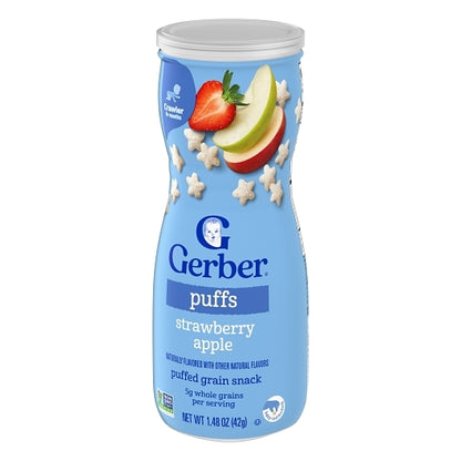 Gerber Graduates Non-GMO Strawberry Apple Puffs Cereal Baby Snack Canister, 6 x 1.48 oz Case - DOT product image 8