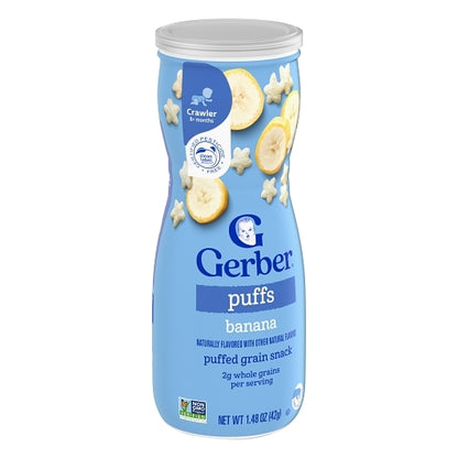Gerber Graduates Non-GMO Banana Puffs Cereal Baby Snack Canister, 6 x 1.48 oz Case - DOT product image 5