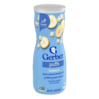 Gerber Graduates Non-GMO Banana Puffs Cereal Baby Snack Canister, 6 x 1.48 oz Case - DOT product image 6