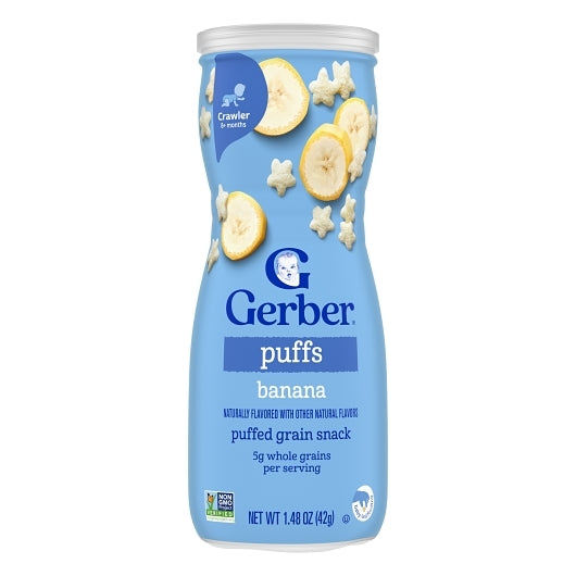 Gerber Graduates Non-GMO Banana Puffs Cereal Baby Snack Canister, 6 x 1.48 oz Case - DOT product image 4