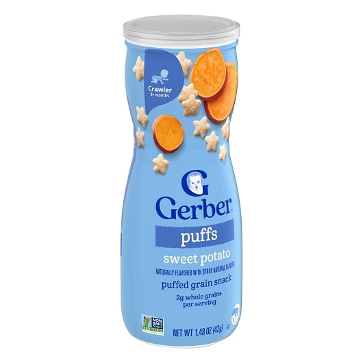 Gerber Graduates Non-GMO Sweet Potato Puffs Cereal Baby Snack Canister, 6 x 1.48 oz Case - DOT product image 4
