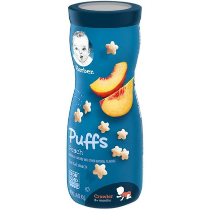 Gerber Graduates Non-GMO Peach Puffs Cereal Baby Snack Canister, 6 x 1.48 oz Case - DOT product image 8