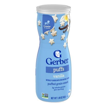 Gerber Grain & Grow Non-GMO Vanilla Puffs Cereal Baby Snack Canister, 6 x 1.48 oz Case - DOT product image 5