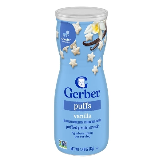 Gerber Grain & Grow Non-GMO Vanilla Puffs Cereal Baby Snack Canister, 6 x 1.48 oz Case - Baby Food
