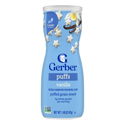 Gerber Grain & Grow Non-GMO Vanilla Puffs Cereal Baby Snack Canister, 6 x 1.48 oz Case - DOT product image 3