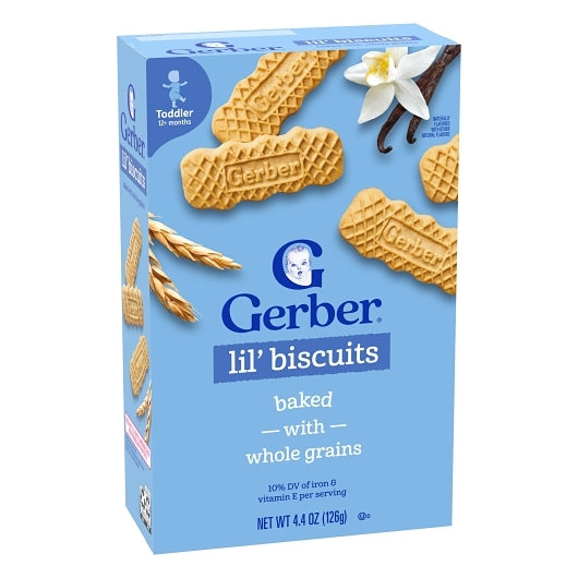 Gerber Graduates Non-GMO Whole Grain Vanilla Lil Biscuits Toddler Snack Bar, 8 x 4.4 oz Case - Alternate product angle or state