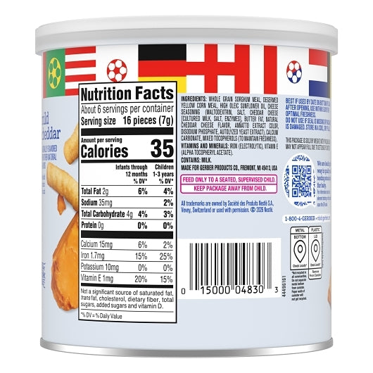 Gerber Non-GMO Mild Cheddar Lil Crunchies Baby Snack Can With Whole Grains, 6 x 1.48 oz Case - DOT product image 6