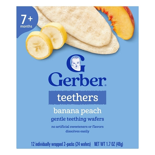 Gerber Individually Wrapped Banana Peach Teether Snack Wafers, 6 x 1.7 oz Case - Bakery & Desserts - image 2