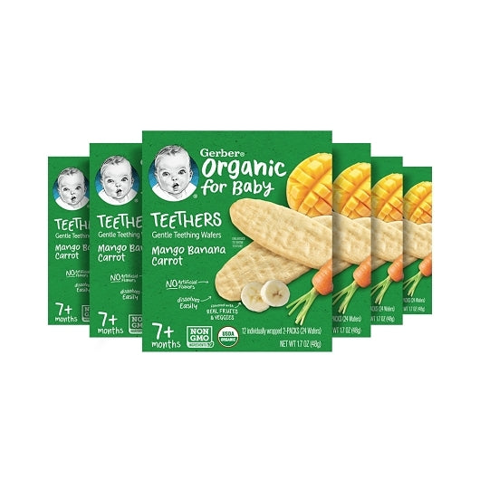 Gerber Mango Banana Carrot Teether Wafers 2 Count Individually Wrapped, 6 x 1.7 oz Case - Bakery & Desserts - image 2