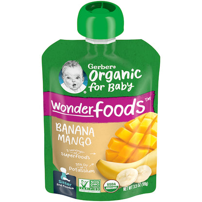 Gerber Organic Non-GMO Banana Mango Puree Baby Food Pouch, 2 x 6 x 3.5 oz Case - DOT product image 2