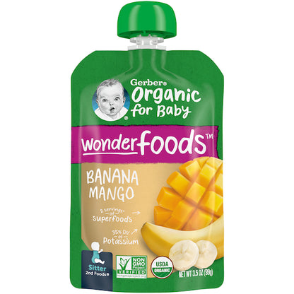 Gerber Organic Non-GMO Banana Mango Puree Baby Food Pouch, 2 x 6 x 3.5 oz Case - DOT product image 7