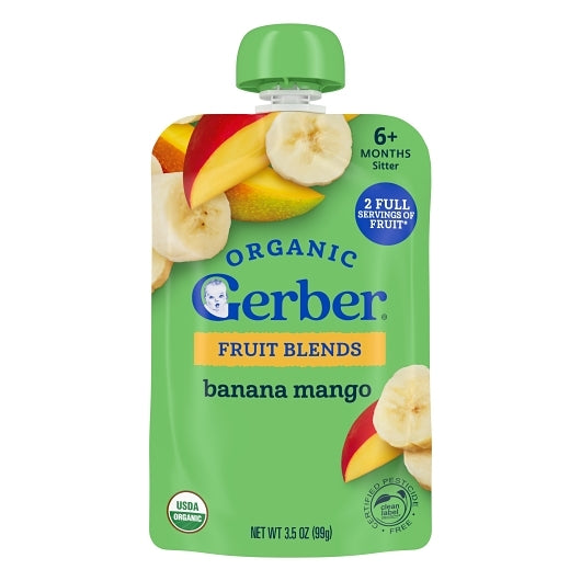 Gerber Organic Non-GMO Banana Mango Puree Baby Food Pouch, 2 x 6 x 3.5 oz Case - DOT product image 5