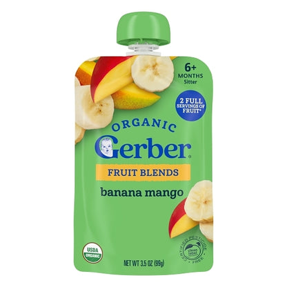 Gerber Organic Non-GMO Banana Mango Puree Baby Food Pouch, 2 x 6 x 3.5 oz Case - DOT product image 5