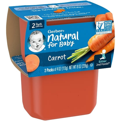 Gerber 2nd Foods Non-GMO Carrot Puree Baby Food Tub, 2x 4 oz Tubs, 8 x 8 oz Case - DOT product image 4