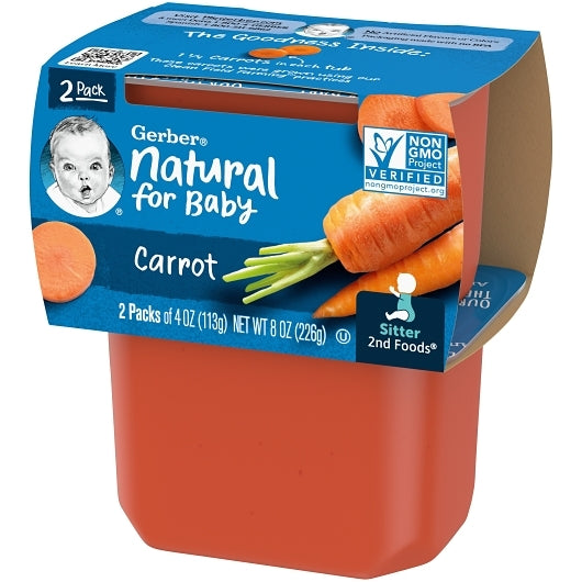 Gerber 2nd Foods Non-GMO Carrot Puree Baby Food Tub, 2x 4 oz Tubs, 8 x 8 oz Case - DOT product image 6