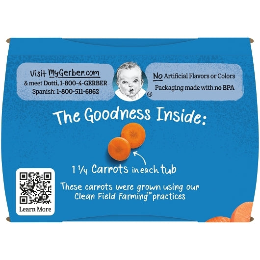 Gerber 2nd Foods Non-GMO Carrot Puree Baby Food Tub, 2x 4 oz Tubs, 8 x 8 oz Case - DOT product image 8
