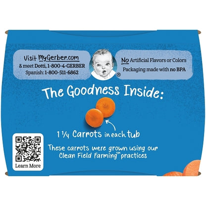 Gerber 2nd Foods Non-GMO Carrot Puree Baby Food Tub, 2x 4 oz Tubs, 8 x 8 oz Case - DOT product image 8