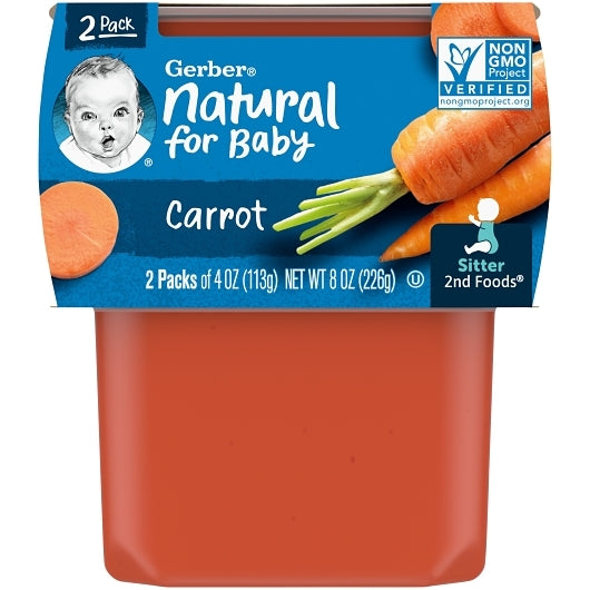 Gerber 2nd Foods Non-GMO Carrot Puree Baby Food Tub, 2x 4 oz Tubs, 8 x 8 oz Case - DOT product image 3