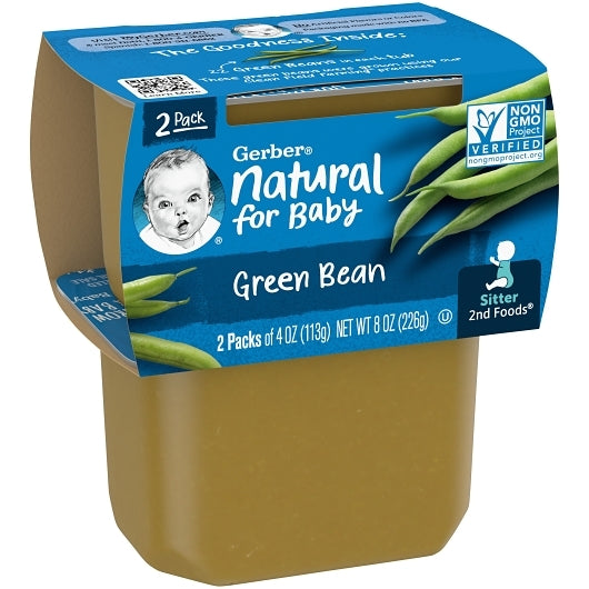 Gerber 2nd Foods Non-GMO Green Bean Puree Baby Food Tub, 2x 4 oz Tubs, 8 x 8 oz Case - DOT product image 5