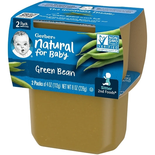 Gerber 2nd Foods Non-GMO Green Bean Puree Baby Food Tub, 2x 4 oz Tubs, 8 x 8 oz Case - DOT product image 7