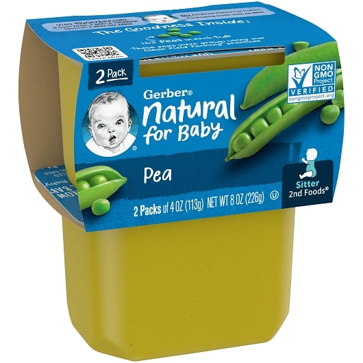 Gerber Natural for Baby Non-GMO Pea Puree Baby Food Tub, 2x 4 oz Tubs, 8 x 8 oz Case - DOT product image 5