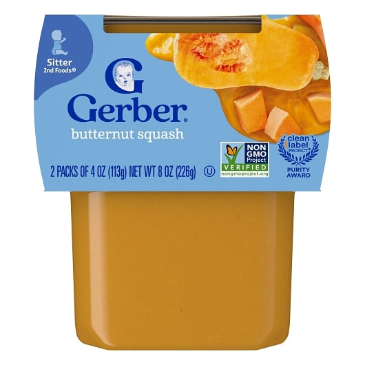 Gerber Non-GMO Butternut Squash Puree Baby Food Tub, 2x 4 oz Tubs, 8 x 8 oz Case - DOT product image 3