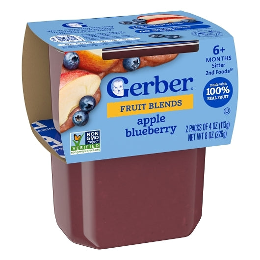 Gerber Natural for Baby Non-GMO Apple Blueberry Puree Baby Food Tub, 2x 4 oz Tubs, 8 x 8 oz Case - DOT product image 5