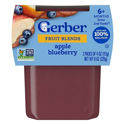 Gerber Natural for Baby Non-GMO Apple Blueberry Puree Baby Food Tub, 2x 4 oz Tubs, 8 x 8 oz Case - DOT product image 3