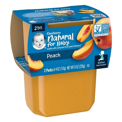Gerber 2nd Foods Non-GMO Peach Puree Baby Food Tub, 2x 4 oz Tubs, 8 x 8 oz Case - DOT product image 7