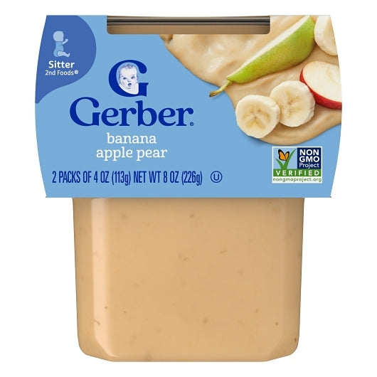 Gerber 2nd Foods Non-GMO Banana Apple Pear Puree Baby Food Tub, 2x 4 oz Tubs, 8 x 8 oz Case - DOT product image 3