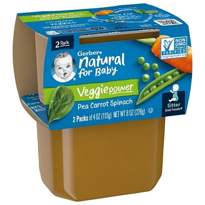 Gerber Natural for Baby Non-GMO Pea Carrot Spinach Puree Baby Food Tub, 2x 4 oz Tubs, 8 x 8 oz Case - DOT product image 4