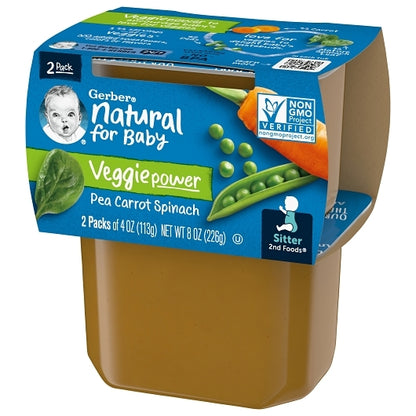 Gerber Natural for Baby Non-GMO Pea Carrot Spinach Puree Baby Food Tub, 2x 4 oz Tubs, 8 x 8 oz Case - DOT product image 7