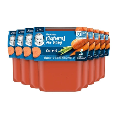 Gerber 2nd Foods Non-GMO Carrot Puree Baby Food Tub, 2x 4 oz Tubs, 8 x 8 oz Case - DOT product image 2