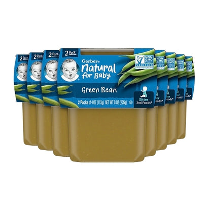 Gerber 2nd Foods Non-GMO Green Bean Puree Baby Food Tub, 2x 4 oz Tubs, 8 x 8 oz Case - DOT product image 2