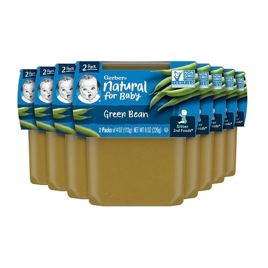 Gerber 2nd Foods Non-GMO Green Bean Puree Baby Food Tub, 2x 4 oz Tubs, 8 x 8 oz Case - DOT product image 2