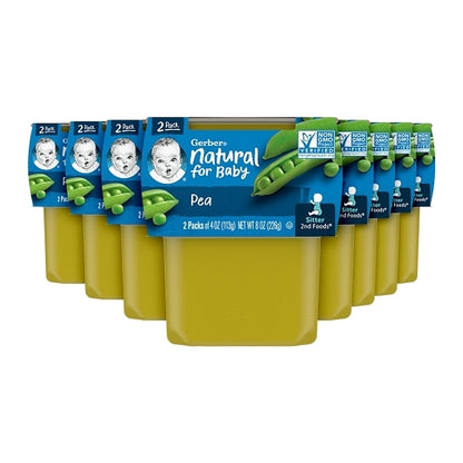 Gerber Natural for Baby Non-GMO Pea Puree Baby Food Tub, 2x 4 oz Tubs, 8 x 8 oz Case - DOT product image 2