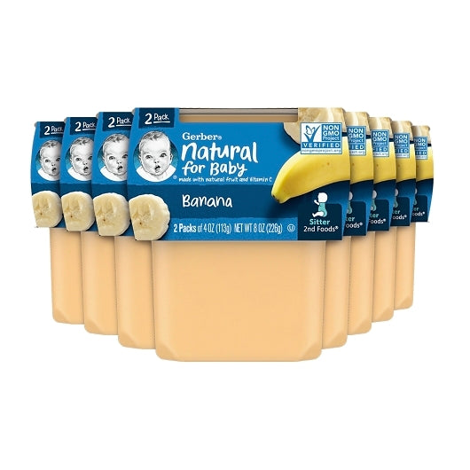 Gerber 2nd Foods Banana Puree Baby Food Tub, 2x 4 oz Tubs, 8 x 8 oz Case - DOT product image 2