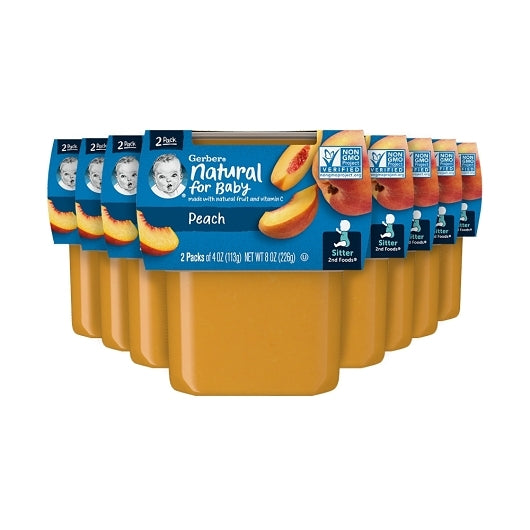 Gerber 2nd Foods Non-GMO Peach Puree Baby Food Tub, 2x 4 oz Tubs, 8 x 8 oz Case - DOT product image 3